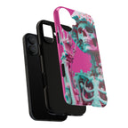 Neon Pink Skeleton Tough Phone Case for iPhone, Galaxy and Google Pixel