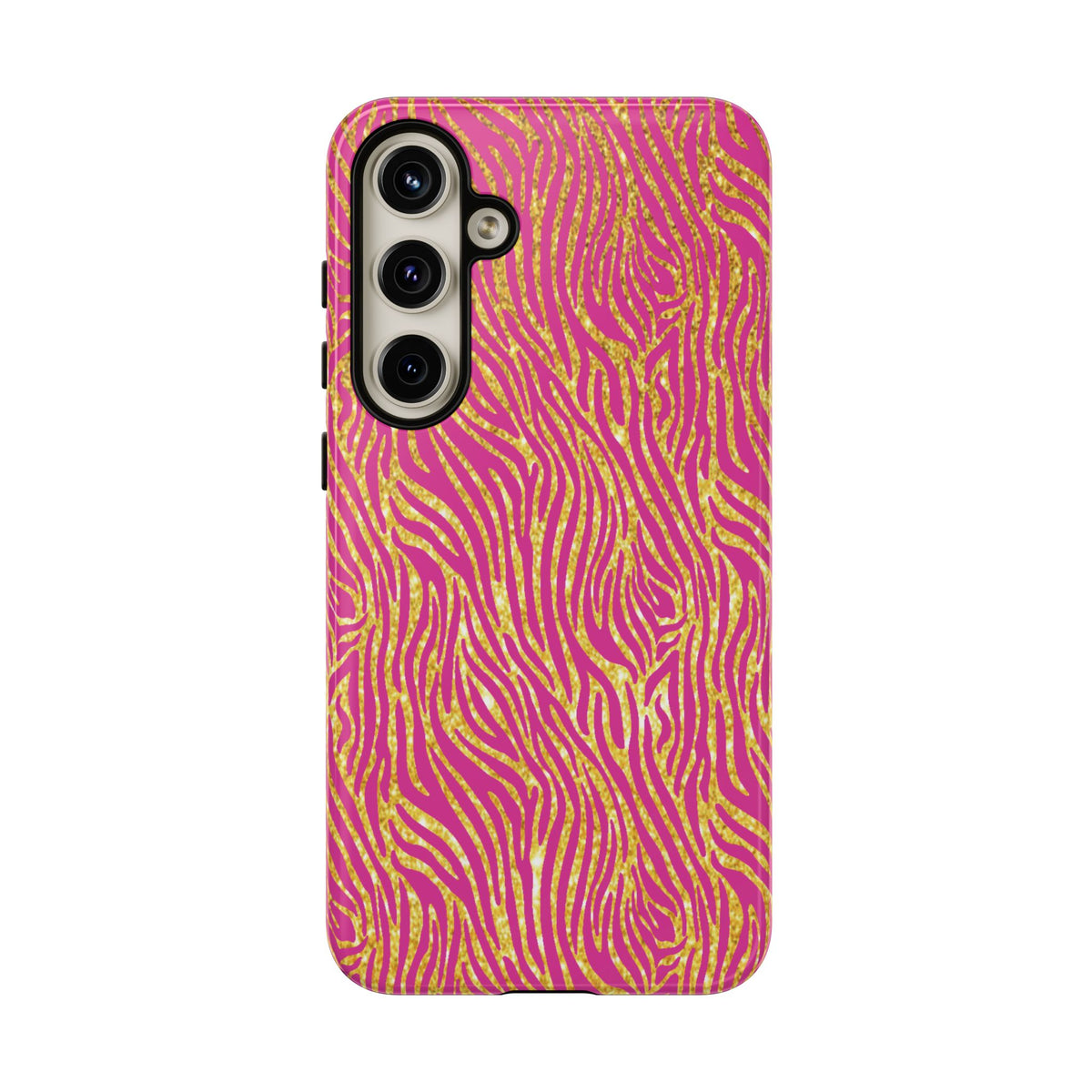 Pink Gold Zebra Print Tough Case for iPhone, Galaxy, or Google Pixel