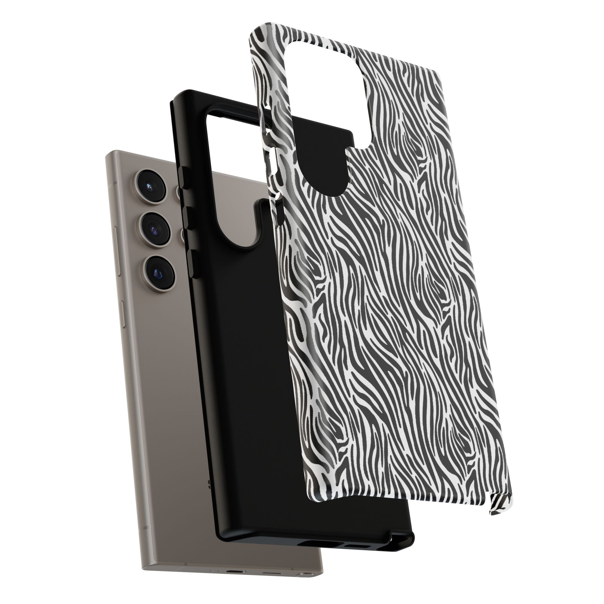 Black and White Zebra Print Tough Case iPhone, Galaxy and Google Pixel