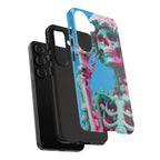 Neon Pink Skeleton Blue Tough Phone Case for iPhone, Galaxy or Google Pixel