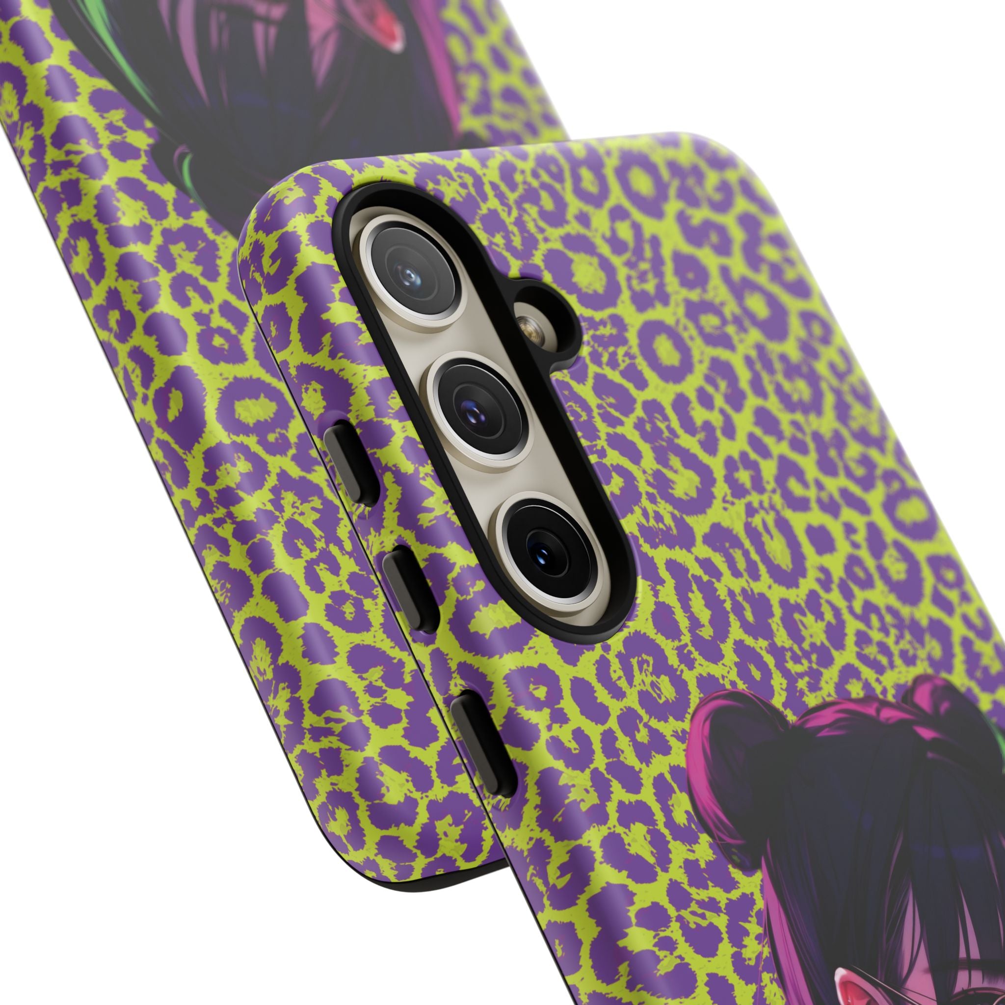 Purple Neon Lime Leopard Kz Tough Case for iPhone, Galaxy, or Google Pixel