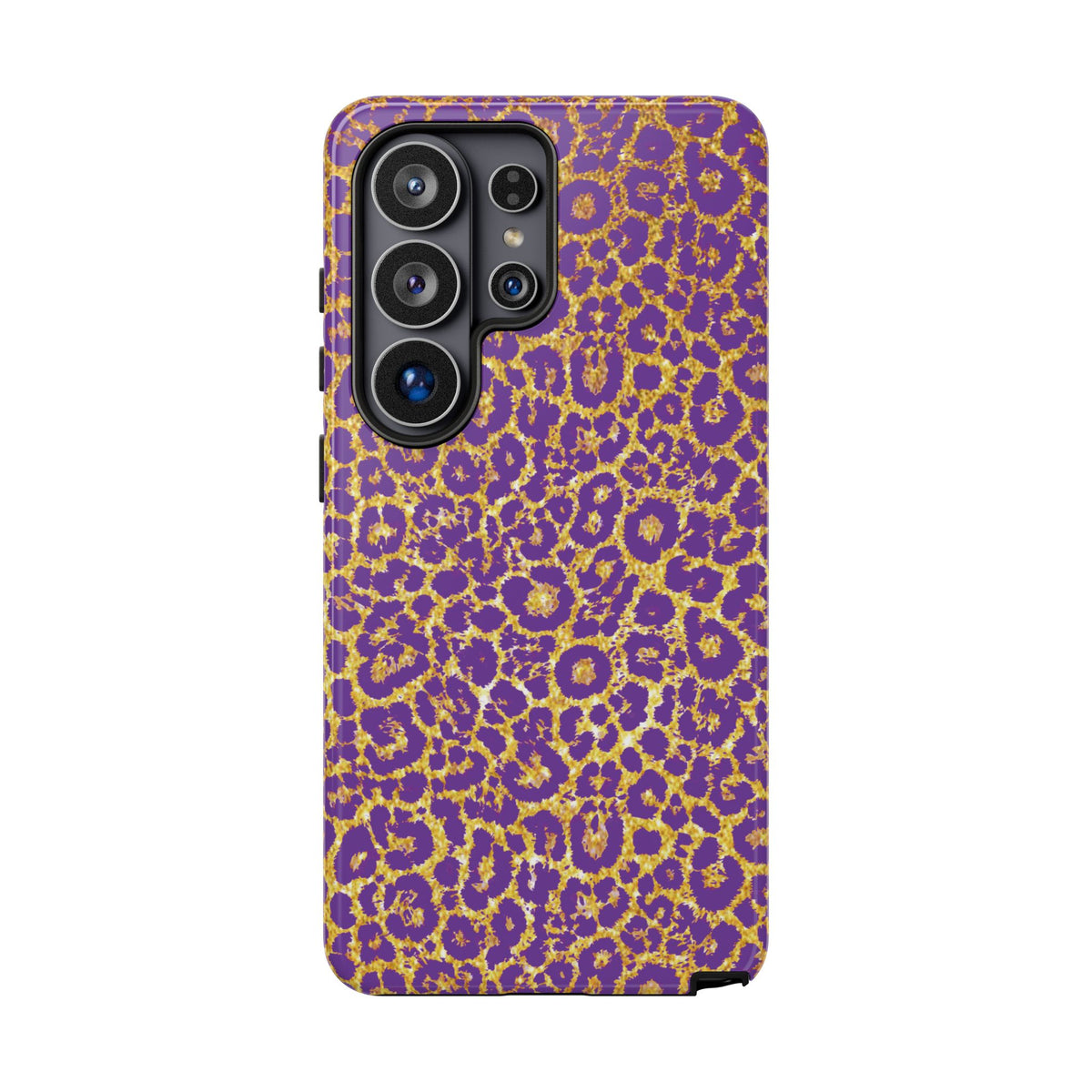 Purple Gold Leopard Tough Phone Case for iPhone, Galaxy, or Google Pixel