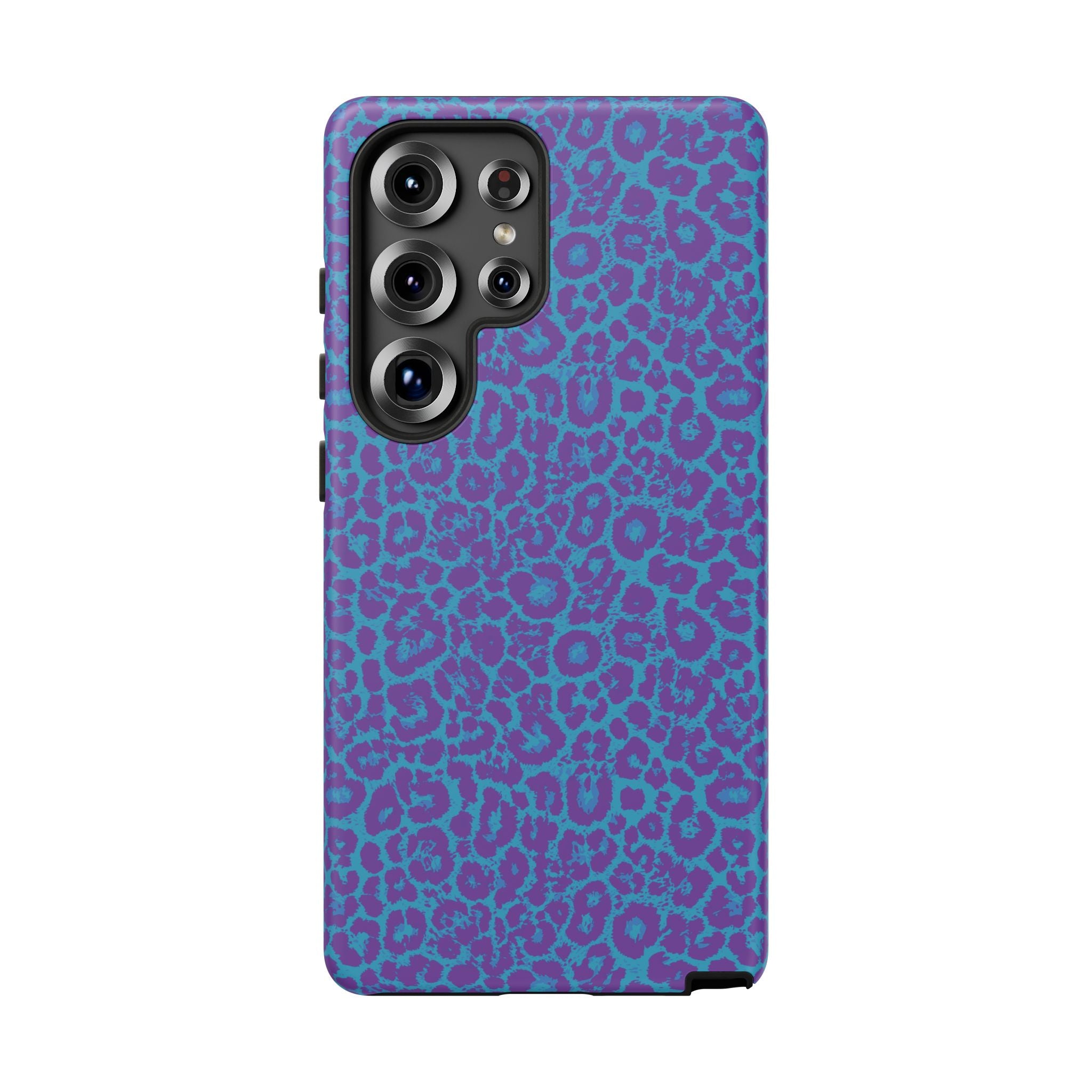 Leopard Printed Purple Blue Tough Phone Case for iPhone, Galaxy, or Google Pixel