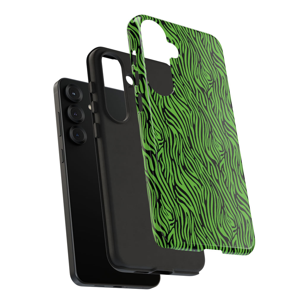 Neon Green Zebra Tough Phone Case iPhone, Galaxy, or Google Pixel