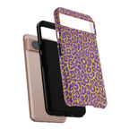 Purple Gold Leopard Tough Phone Case for iPhone, Galaxy, or Google Pixel