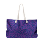 Purple Blue Leopard Eco Friendly Weekender Bag, Travel Tote, Beach Bag