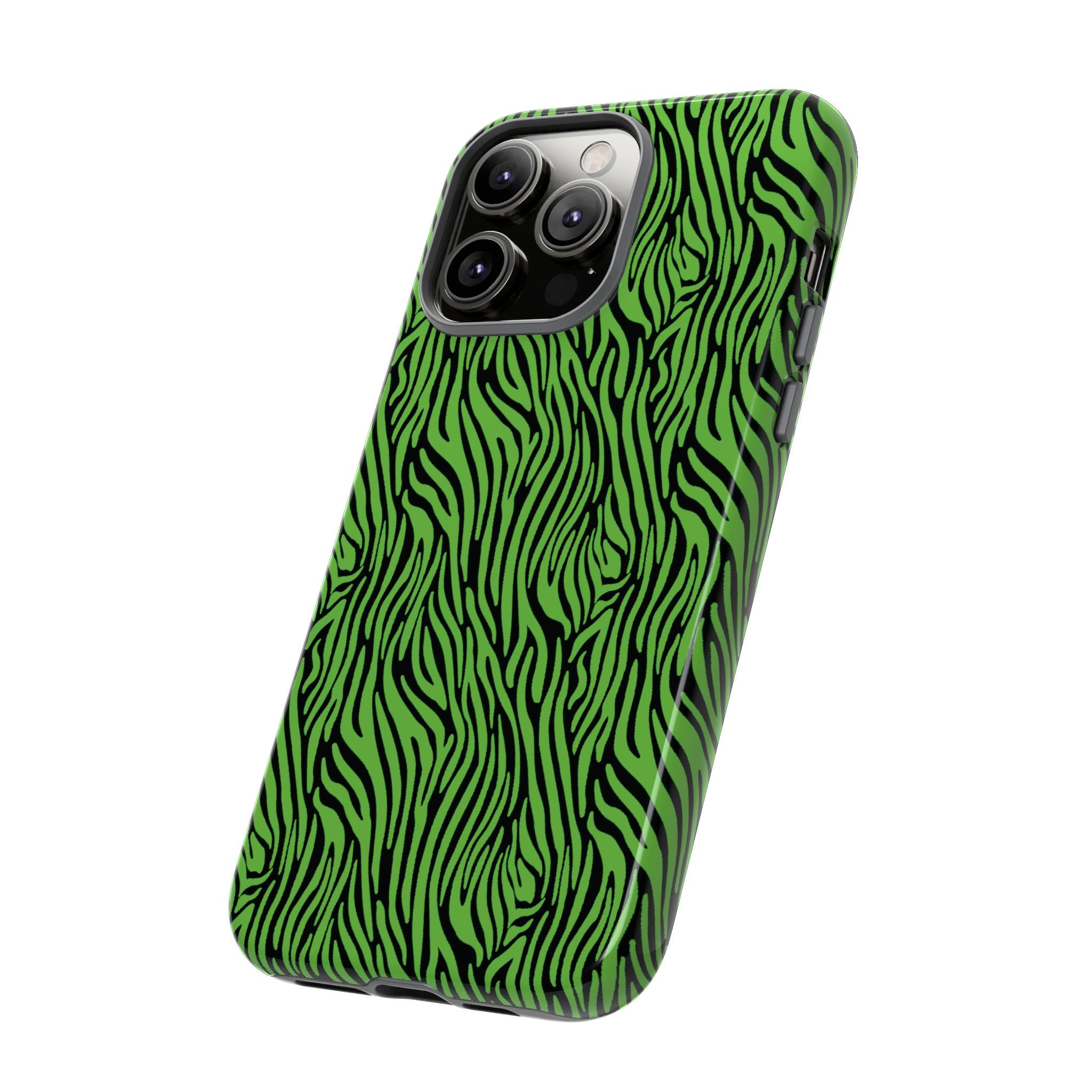 Neon Green Zebra Tough Phone Case iPhone, Galaxy, or Google Pixel