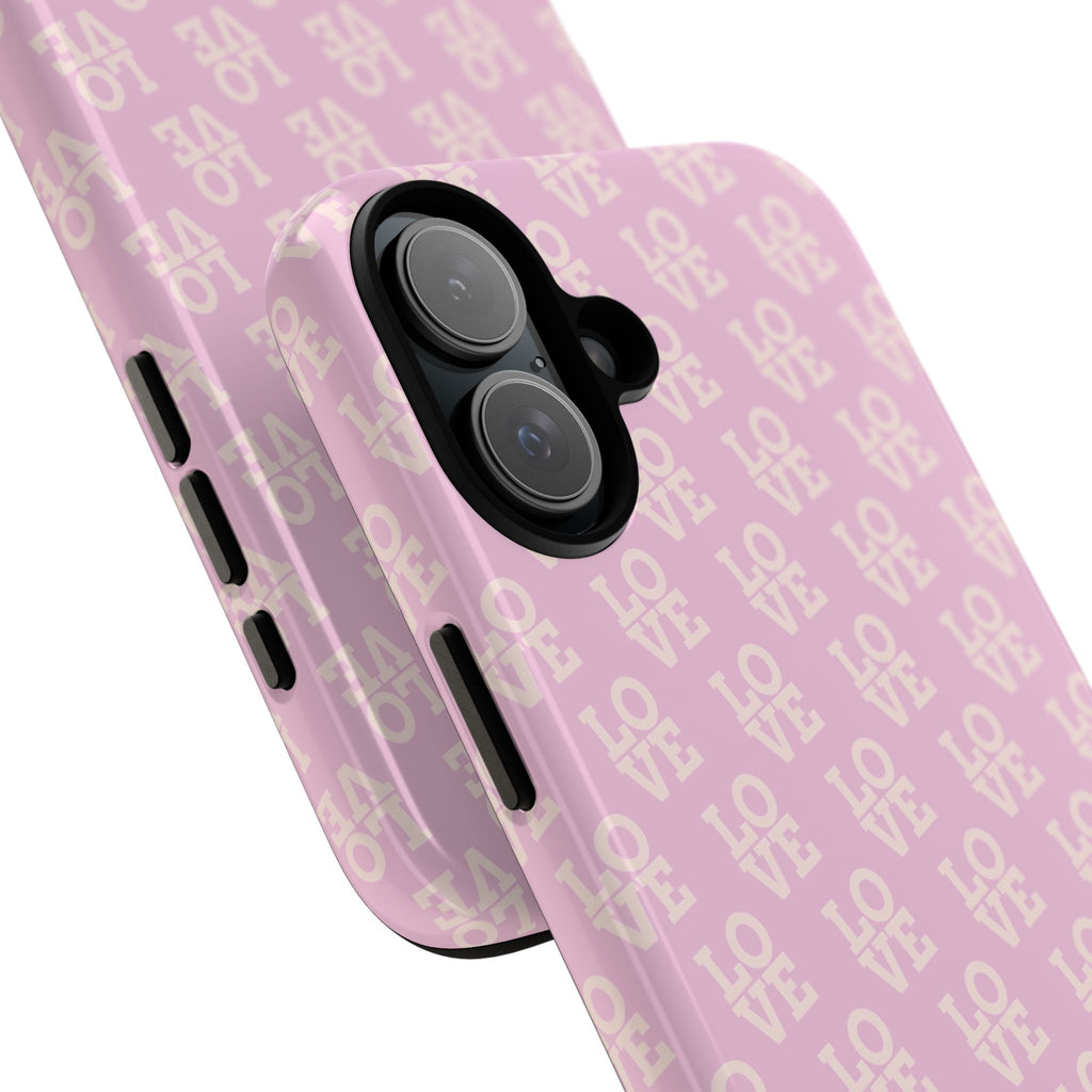 LOVE Pink Tough Phone Case for iPhone, Galaxy, or Google Pixel
