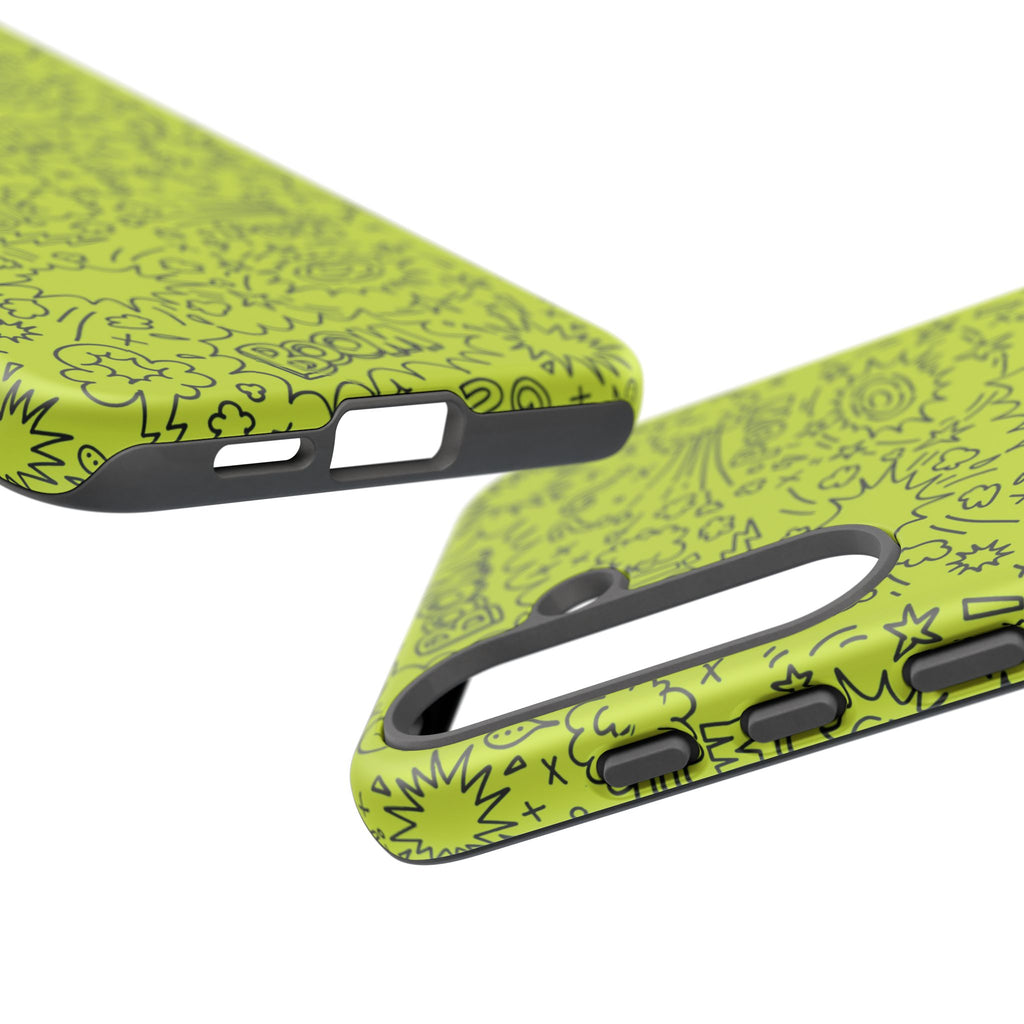 Neon Lime Wow Tough Case for iPhone, Galaxy, or Google Pixel