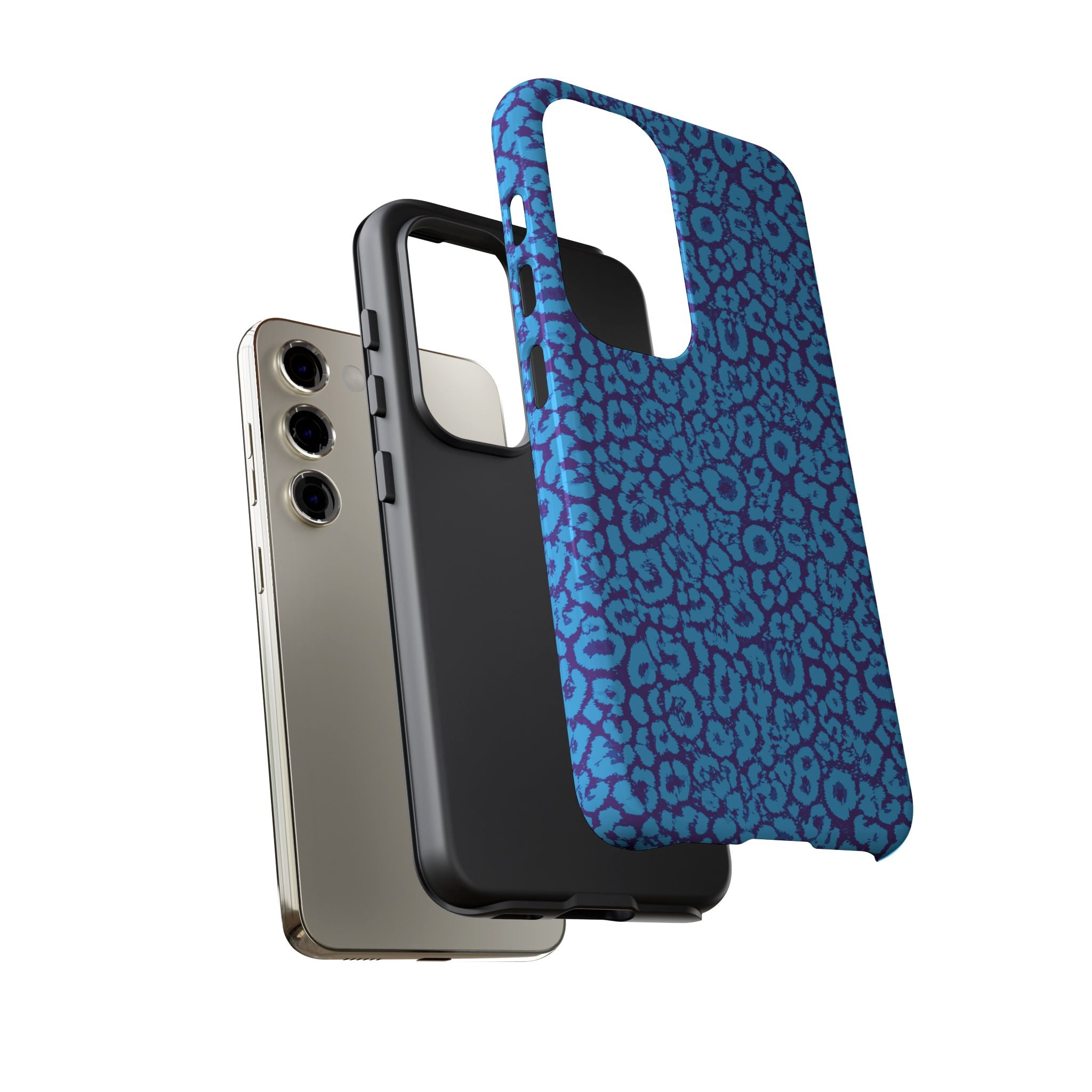 Blue Purple Leopard Tough Phone Case iPhone, Galaxy, or Google Pixel