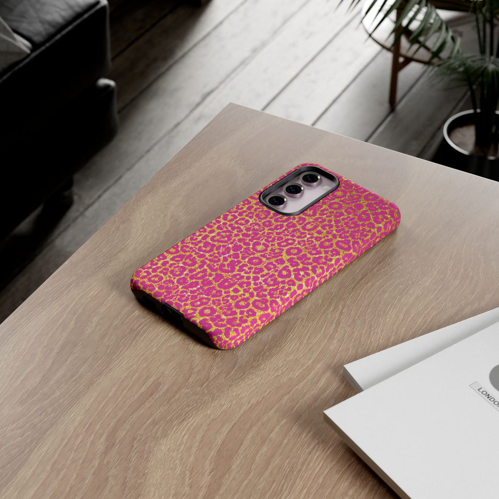 Pink Gold Leopard Tough Case for iPhone, Galaxy, or Google Pixel