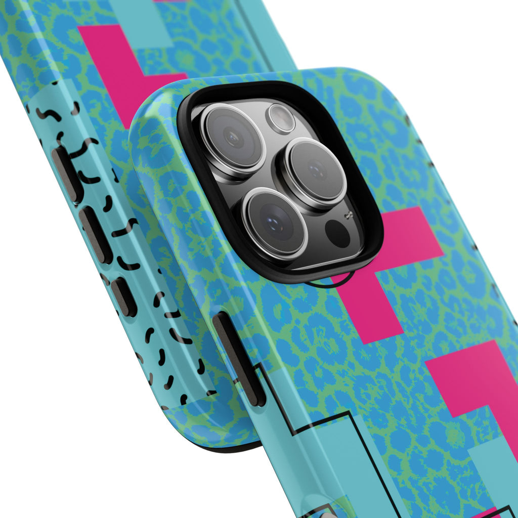 LOVE Aqua Blue Leopard RG Tough Phone Case iPhone, Galaxy, or Google Pixel