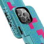 LOVE Aqua Blue Leopard RG Tough Phone Case iPhone, Galaxy, or Google Pixel