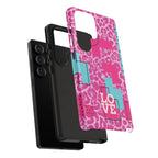 Retro Love Pink Leopard RG Tough Phone Case for iPhone, Galaxy, or Google Pixel