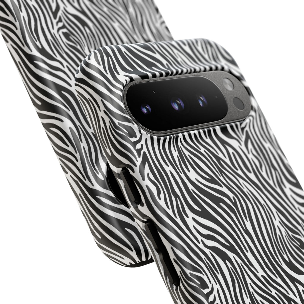 Black and White Zebra Print Tough Case iPhone, Galaxy and Google Pixel