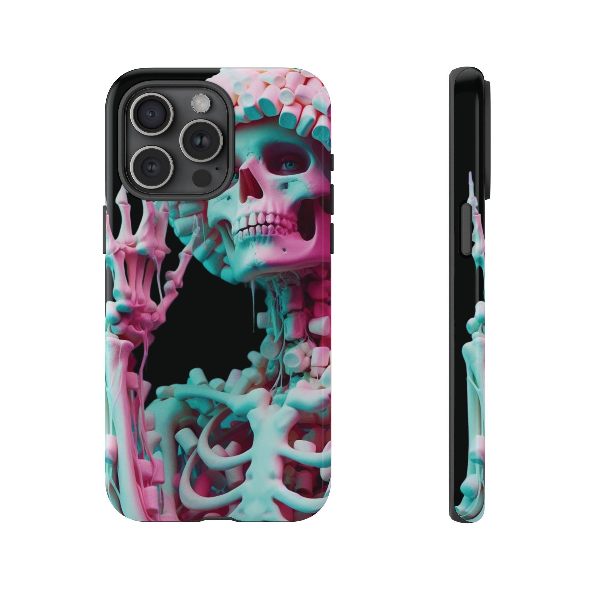 Neon Pink Skeleton (Black) Tough Phone Case for iPhone, Galaxy, or Google Pixel