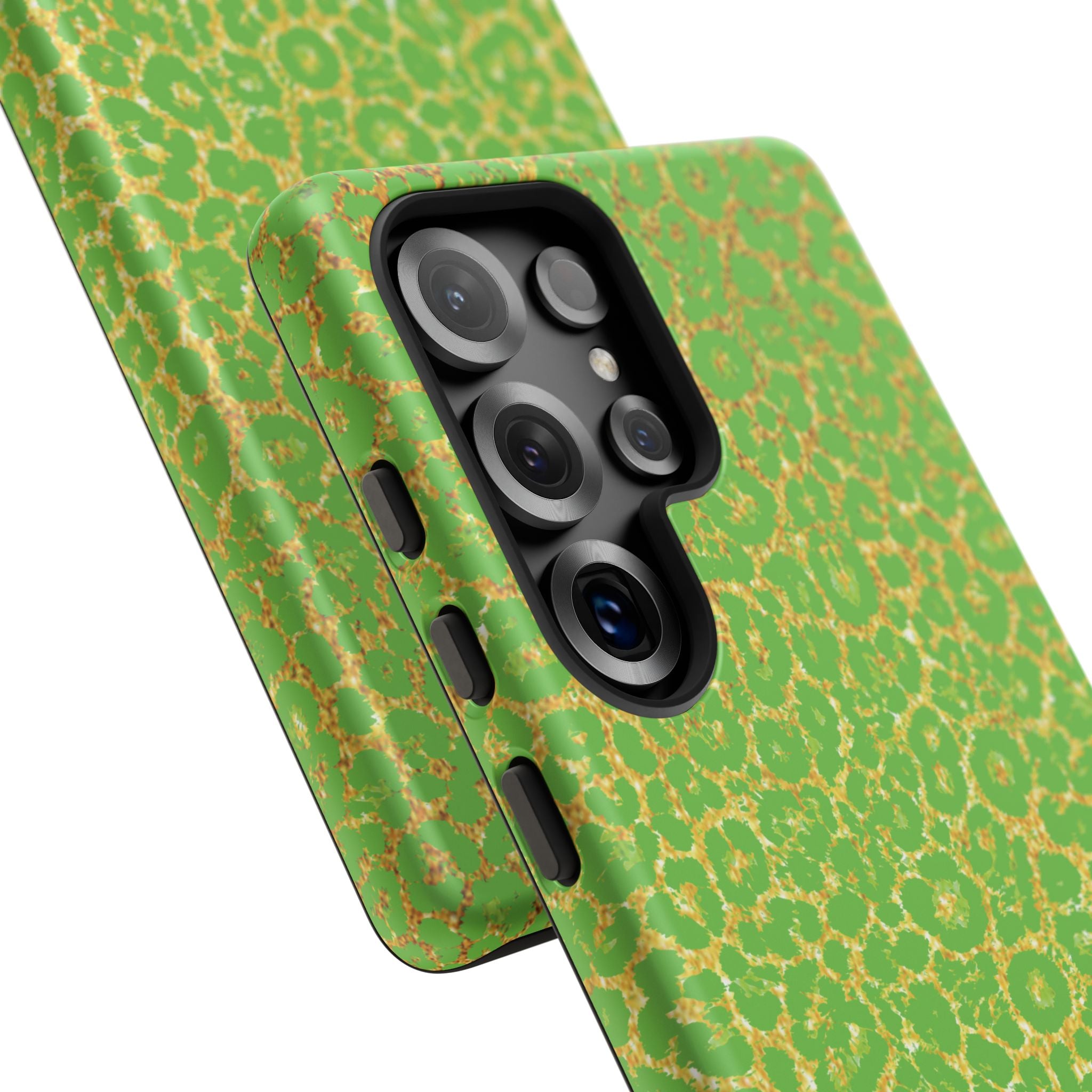 Neon Green Gold Leopard Tough Phone Case iPhone, Galaxy, or Google Pixel