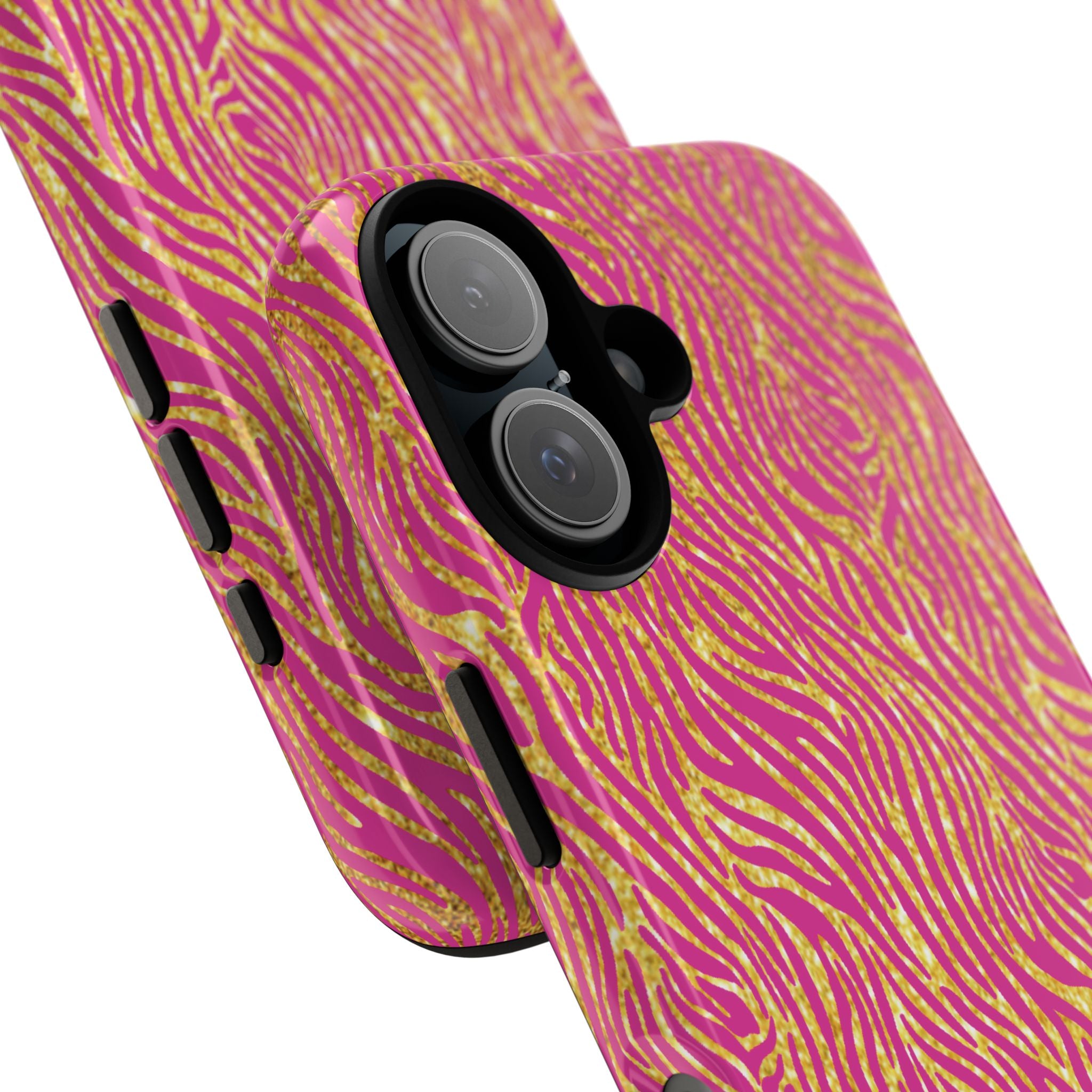 Pink Gold Zebra Print Tough Case for iPhone, Galaxy, or Google Pixel