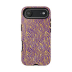 Vibrant Purple Gold Zebra Tough Phone Case iPhone, Galaxy, or Google Pixel