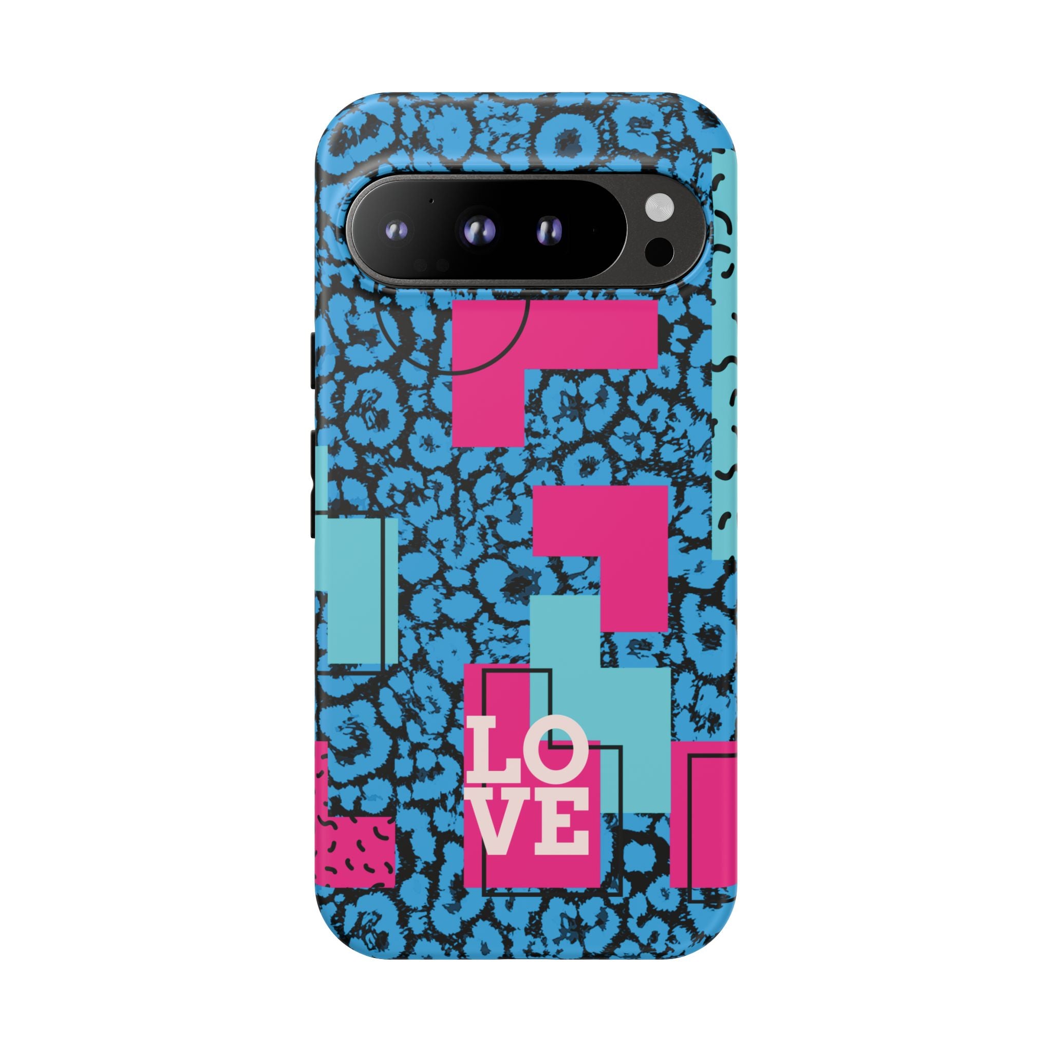 LOVE Blue Leopard 80s Vibe Tough Case for iPhone, Galaxy, or Google Pixel
