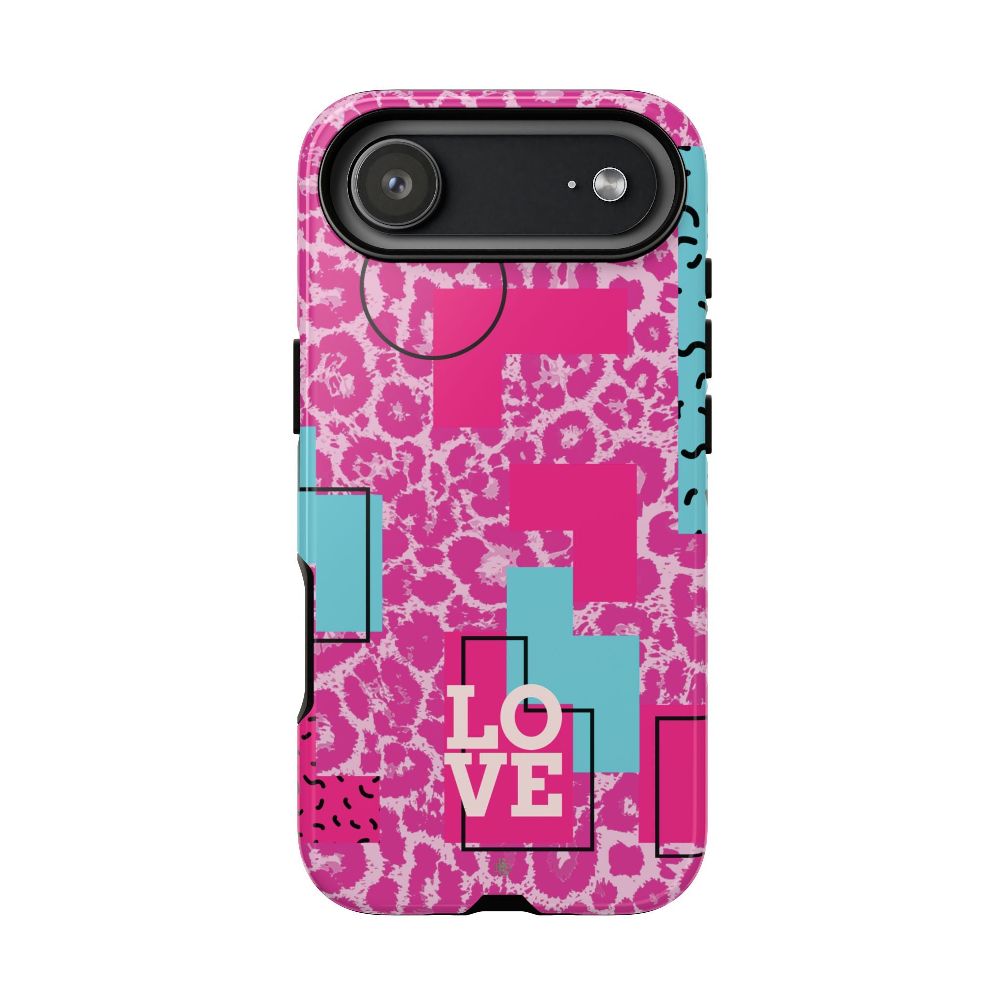 Retro Love Pink Leopard RG Tough Phone Case for iPhone, Galaxy, or Google Pixel