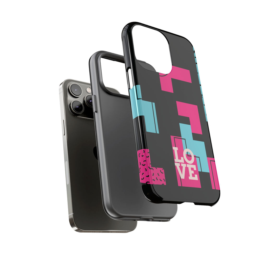 Retro Blocks LOVE Tough Case for iPhone, Galaxy or Google Pixel