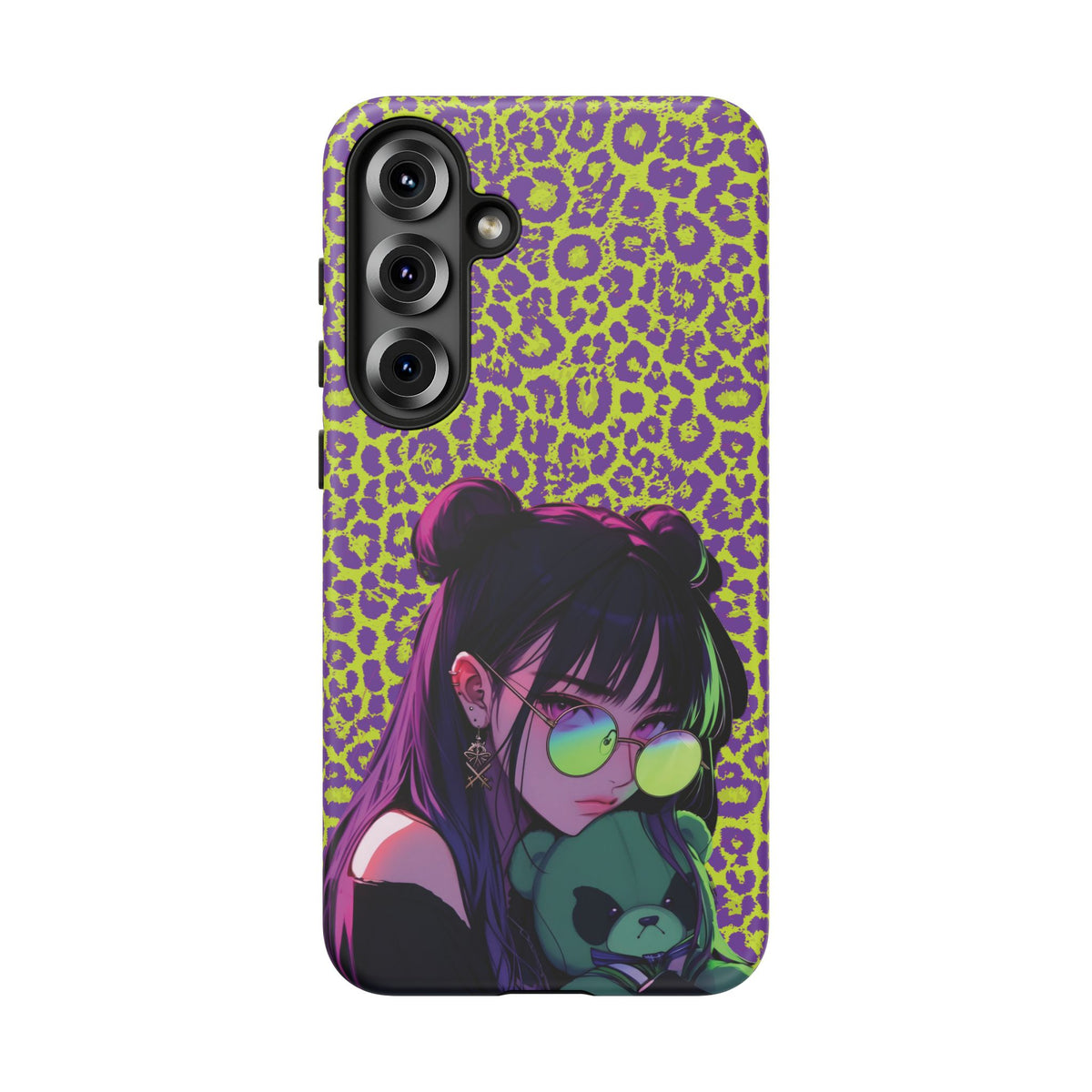 Purple Neon Lime Leopard Kz Tough Case for iPhone, Galaxy, or Google Pixel