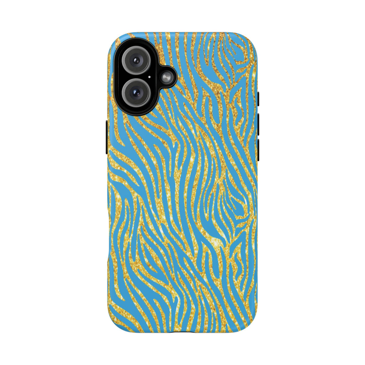 Blue Gold Zebra Tough Case for iPhone, Galaxy, or Google Pixel