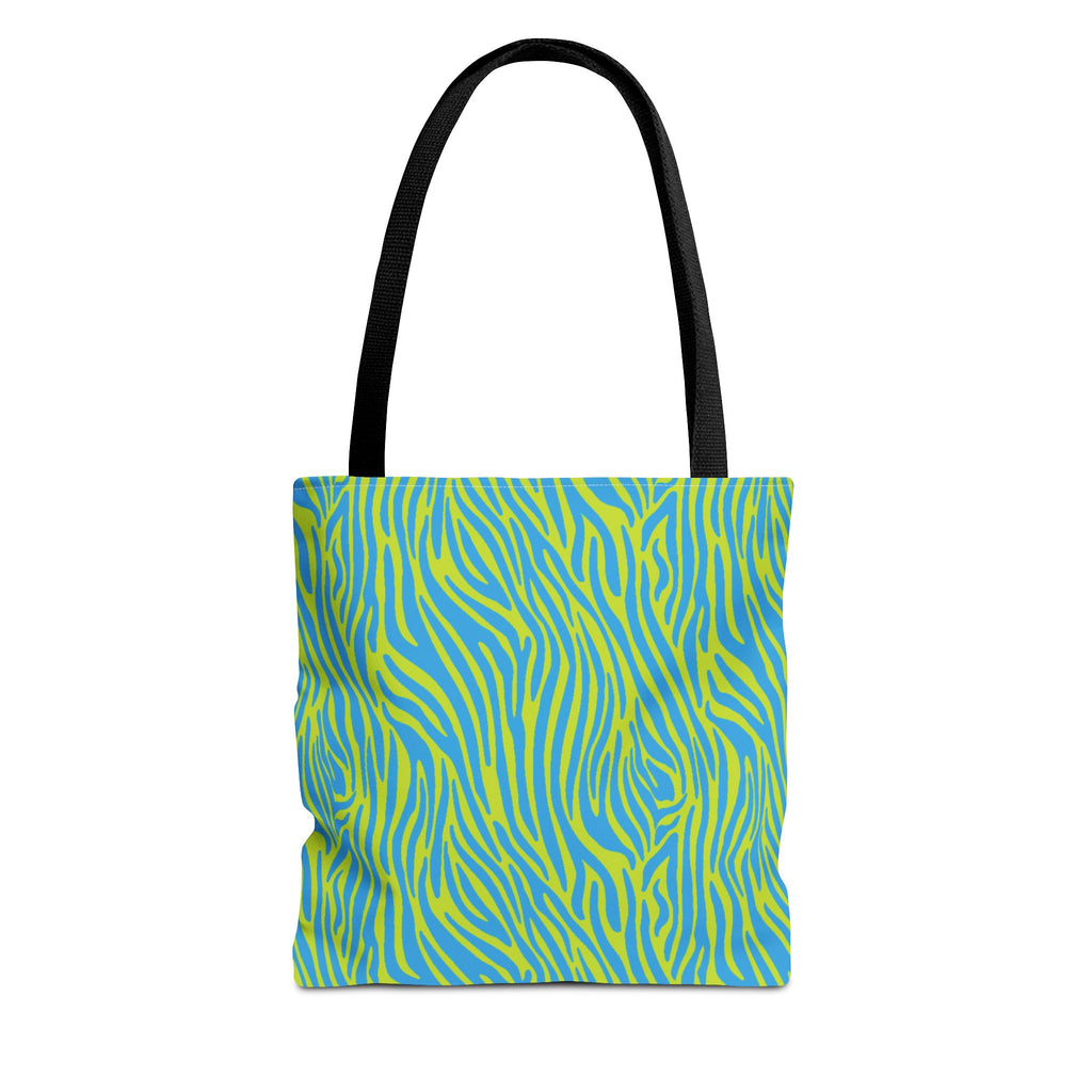Blue Neon Lime Zebra Tote Bags