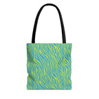 Blue Neon Lime Zebra Tote Bags