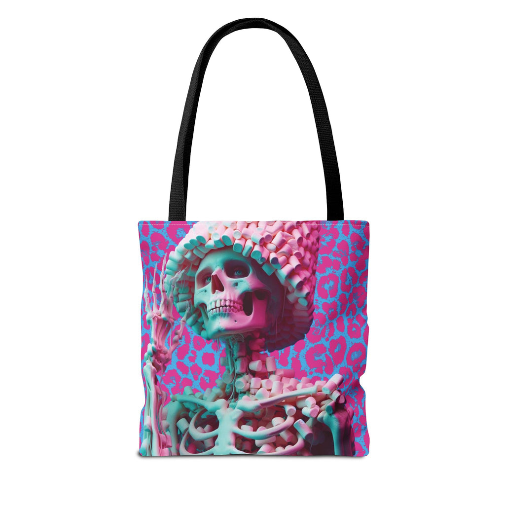Skeleton Neon Pink Leopard Blue Tote Bag