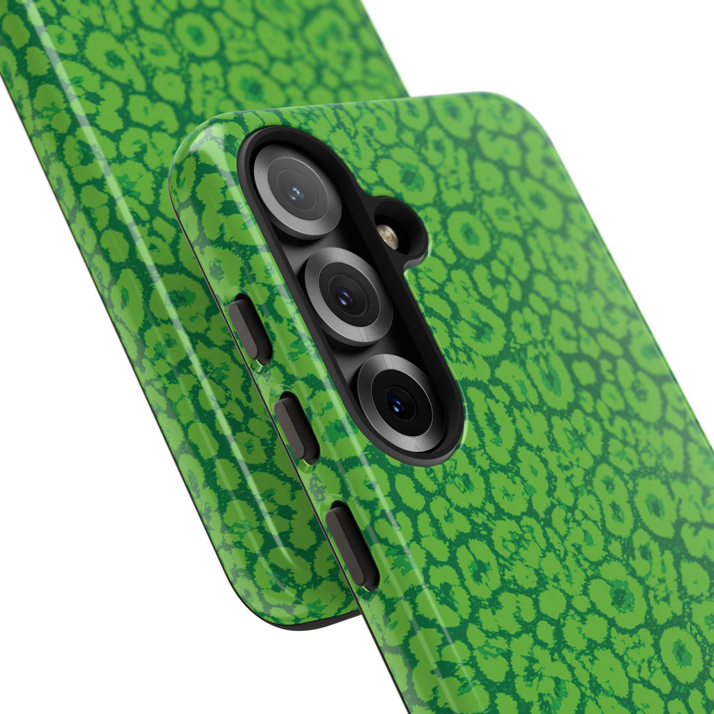 Neon Green Leopard Tough Phone Case for iPhone, Galaxy, or Google Pixel
