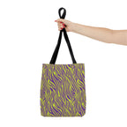 Purple Neon Lime Zebra Tote Bags