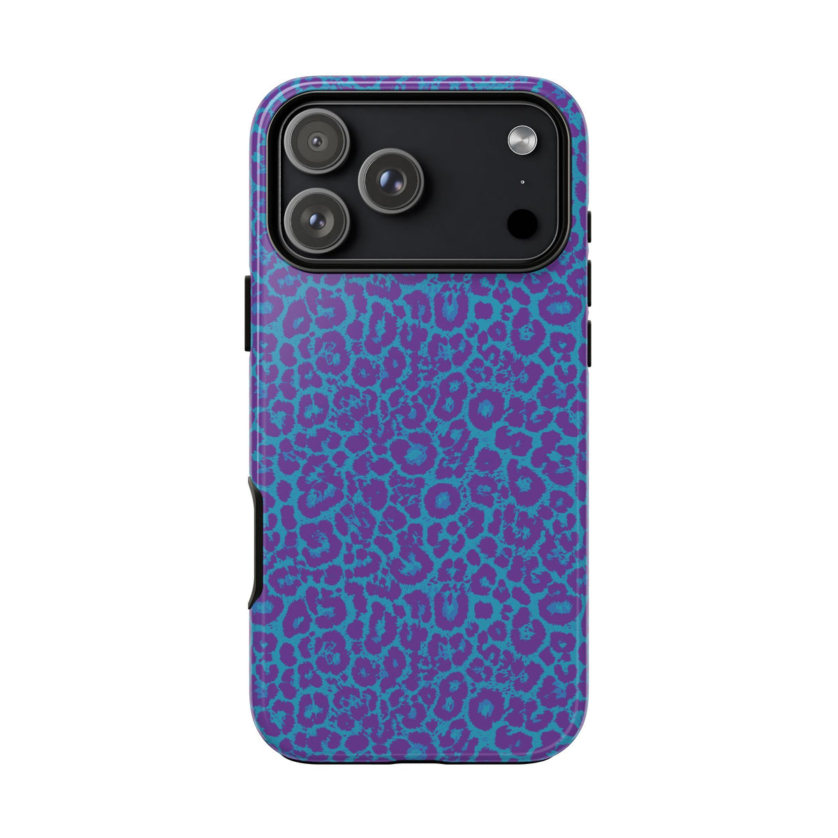 Leopard Printed Purple Blue Tough Phone Case for iPhone, Galaxy, or Google Pixel