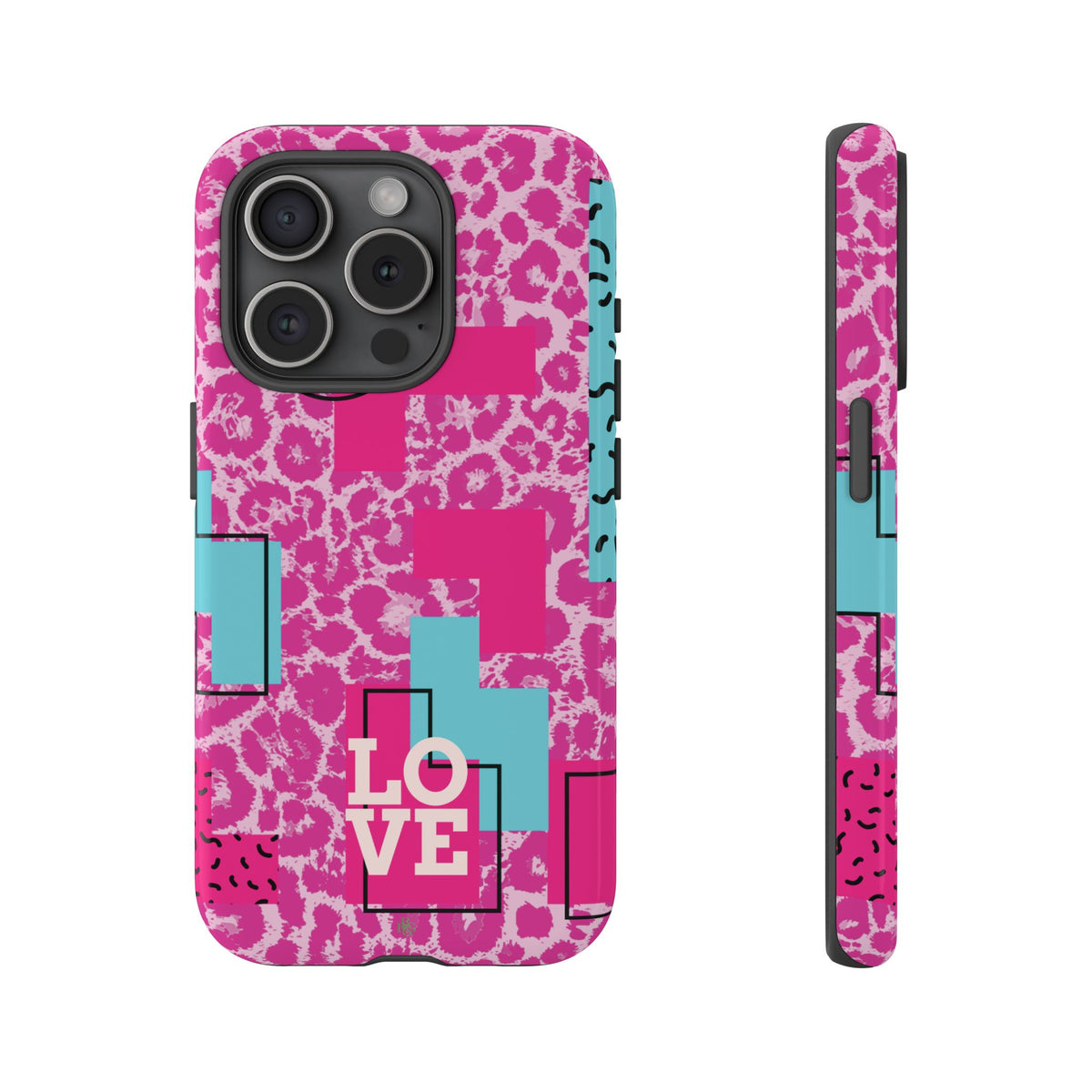 Retro Love Pink Leopard RG Tough Phone Case for iPhone, Galaxy, or Google Pixel