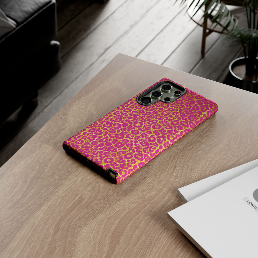 Pink Gold Leopard Tough Case for iPhone, Galaxy, or Google Pixel