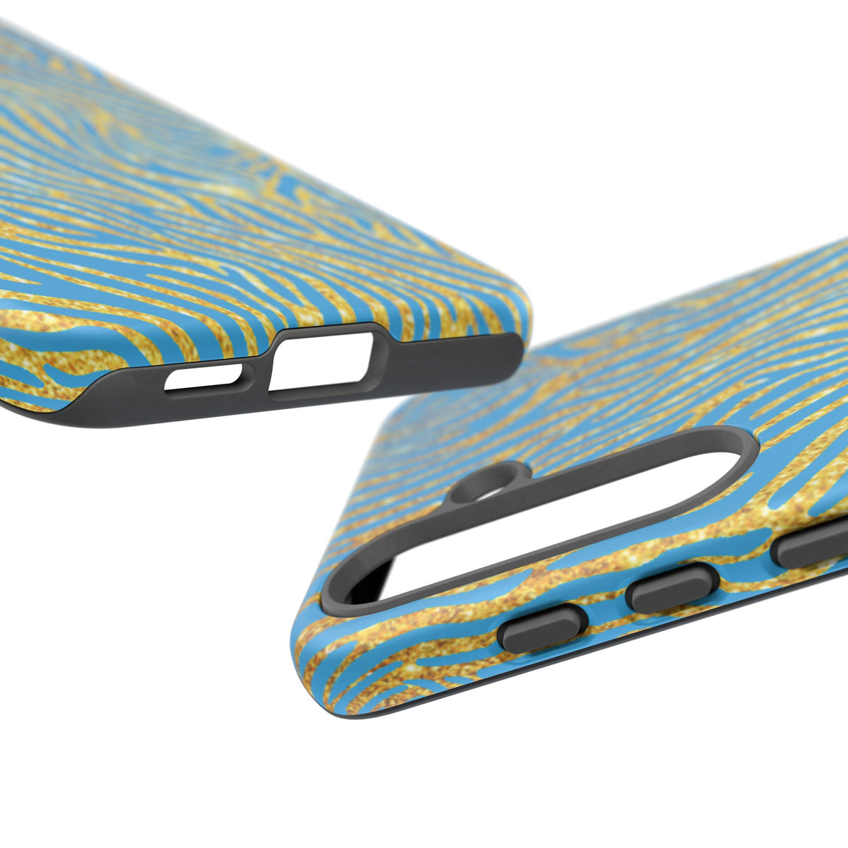 Blue Gold Zebra Tough Case for iPhone, Galaxy, or Google Pixel