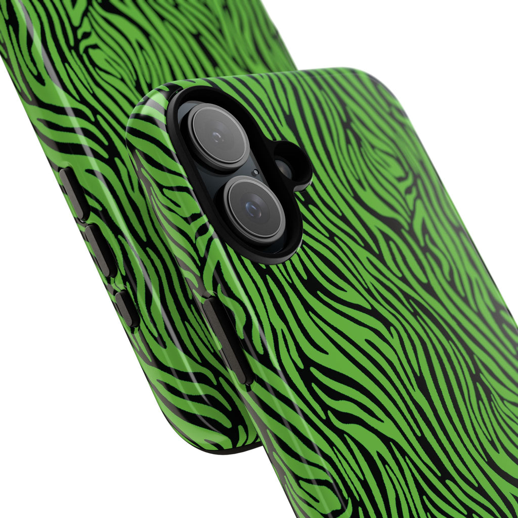 Neon Green Zebra Tough Phone Case iPhone, Galaxy, or Google Pixel