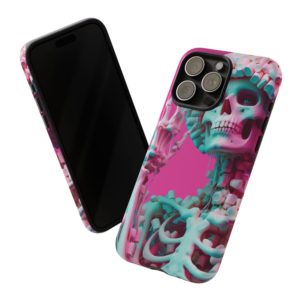 Neon Pink Skeleton Tough Phone Case for iPhone, Galaxy and Google Pixel
