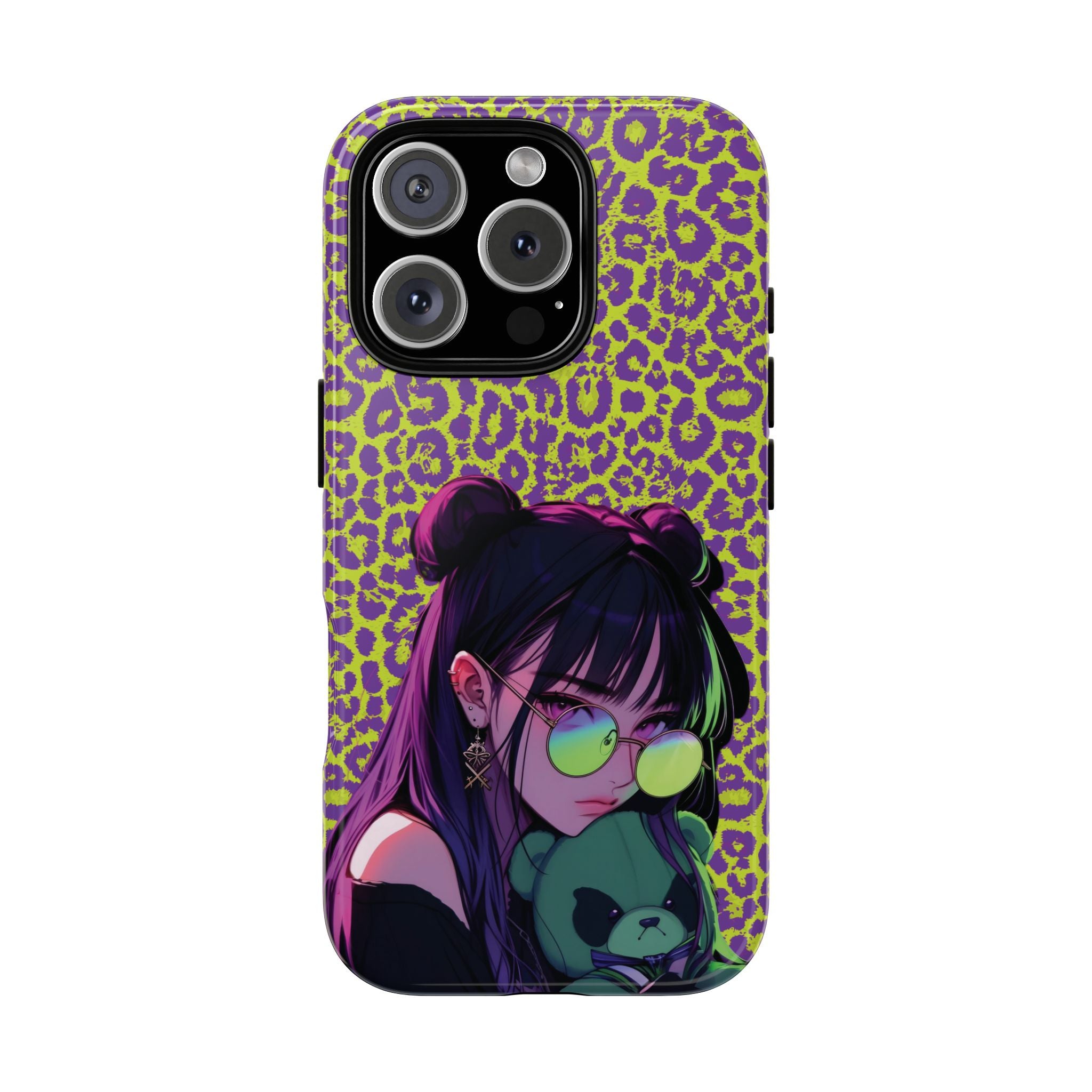 Purple Neon Lime Leopard Kz Tough Case for iPhone, Galaxy, or Google Pixel