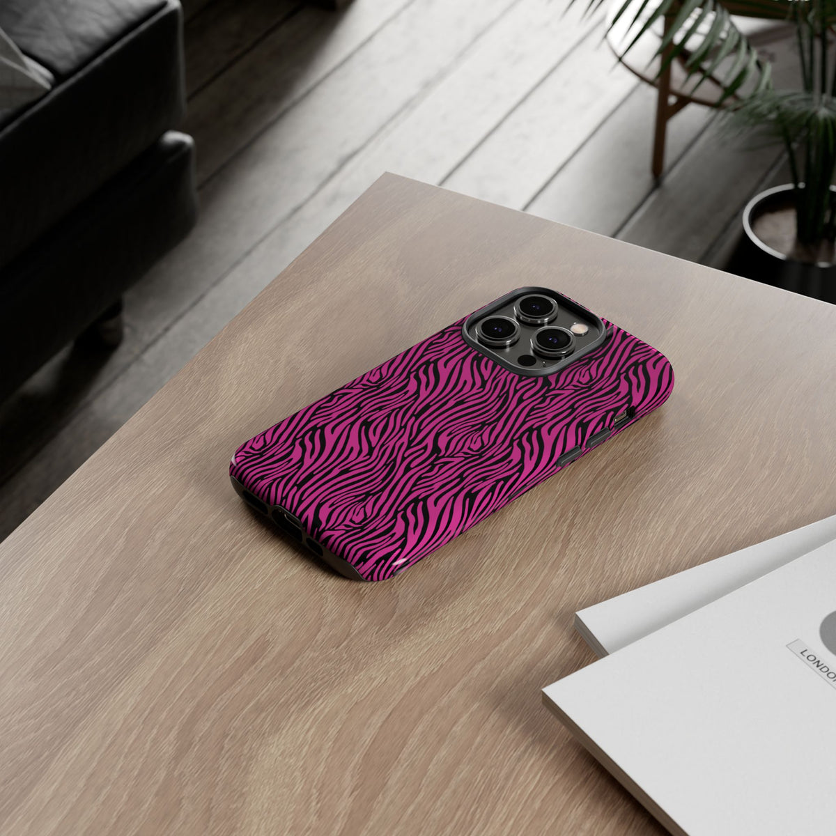 Pink Zebra Tough Phone Case for iPhone, Galaxy, or Google Pixel