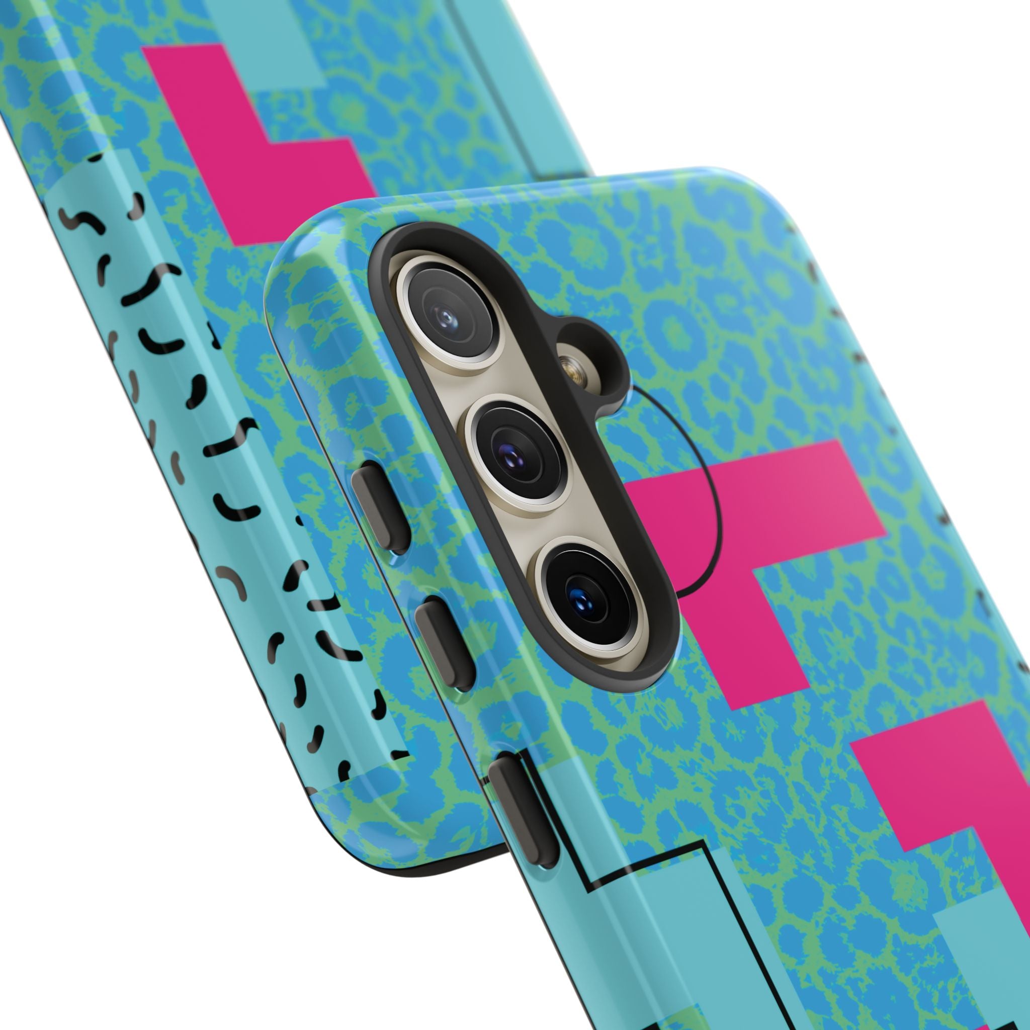 LOVE Aqua Blue Leopard RG Tough Phone Case iPhone, Galaxy, or Google Pixel