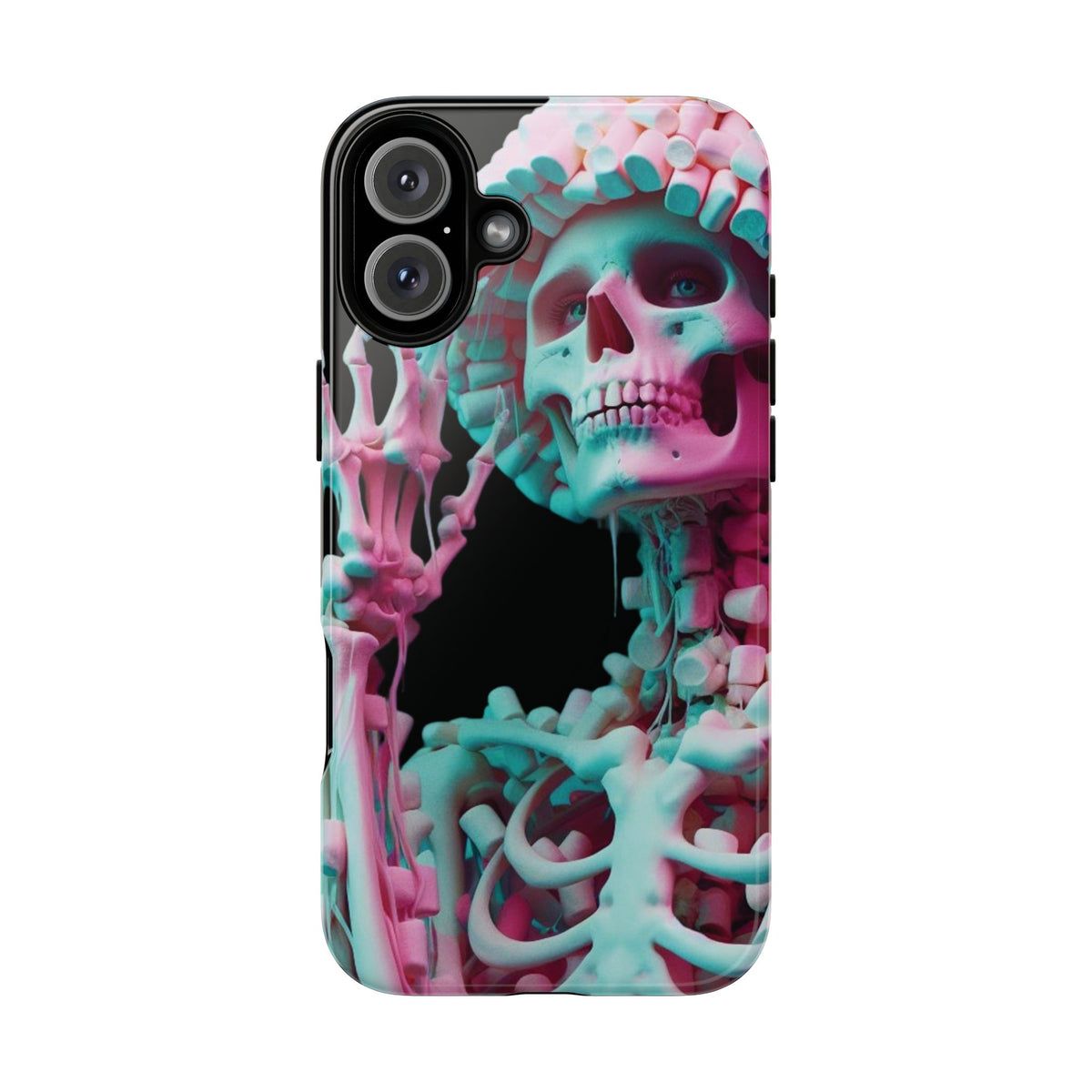 Neon Pink Skeleton (Black) Tough Phone Case for iPhone, Galaxy, or Google Pixel