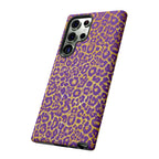 Purple Gold Leopard Tough Phone Case for iPhone, Galaxy, or Google Pixel
