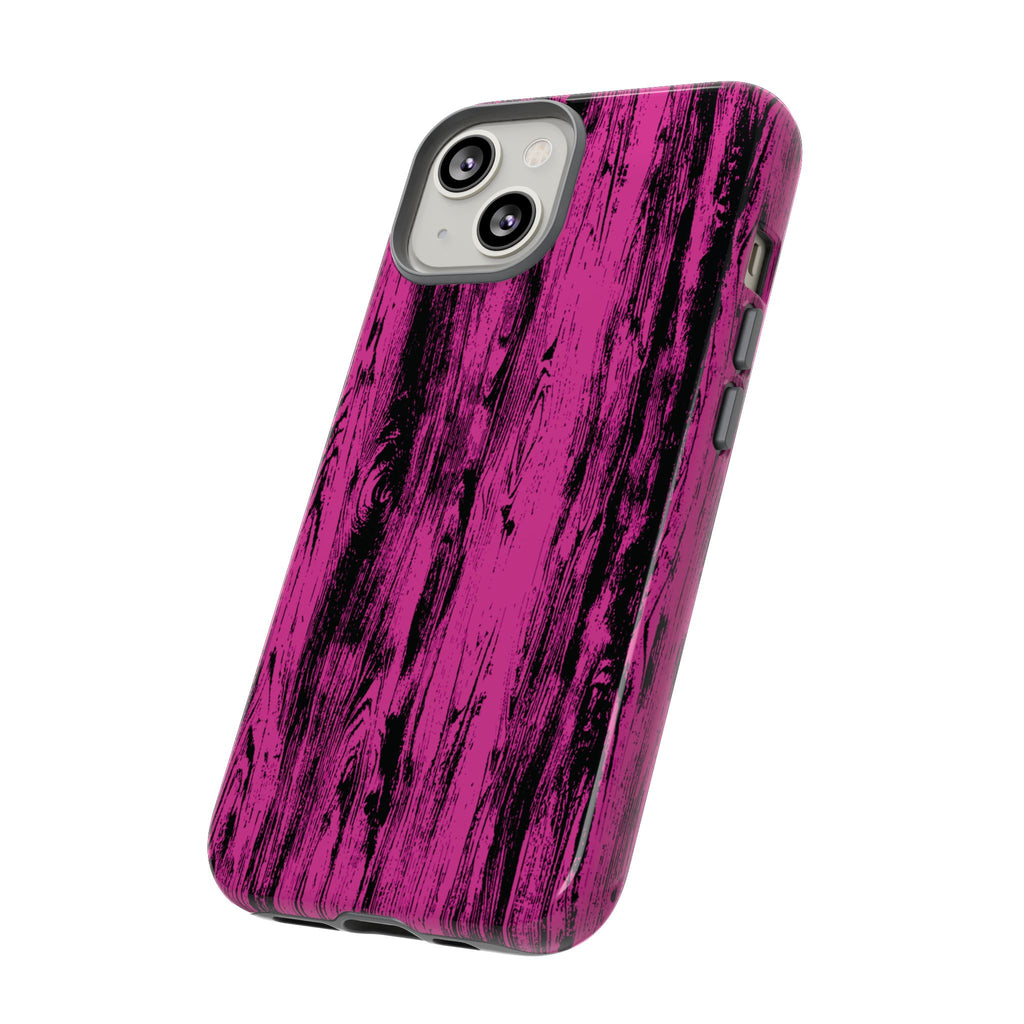 Hot Pink wood print Design Tough Phone Case for iPhone, Galaxy, or Google Pixel