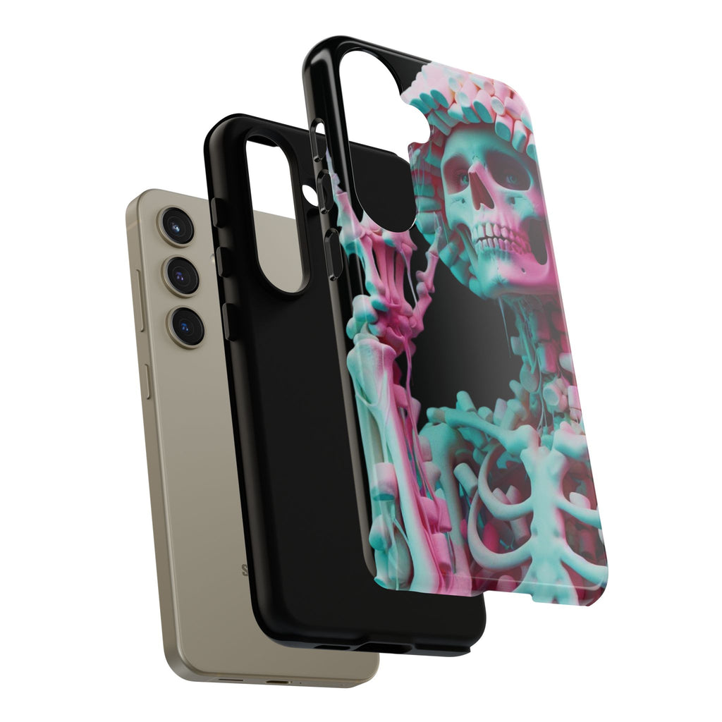 Neon Pink Skeleton (Black) Tough Phone Case for iPhone, Galaxy, or Google Pixel