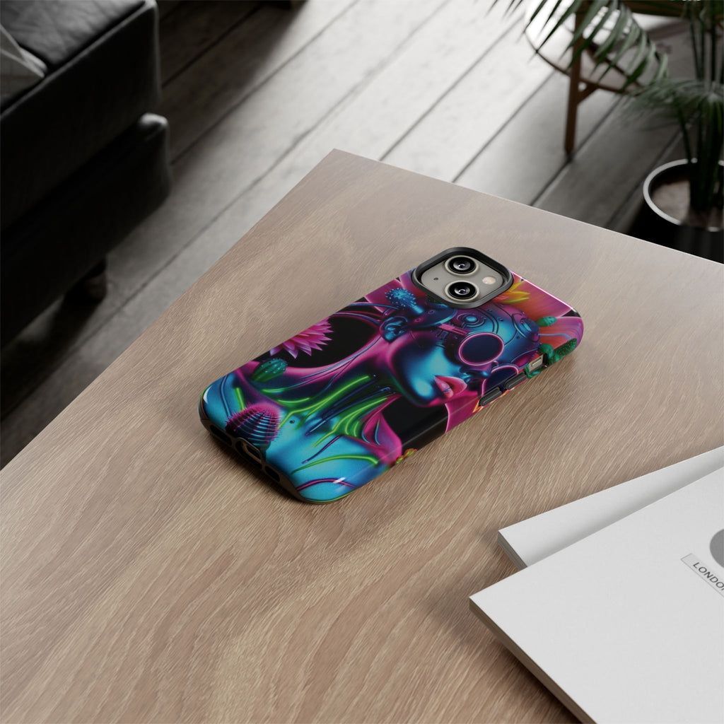 Neon Androgen Cactus Flower Tough Phone Case for iPhone, Galaxy, or Google Pixel