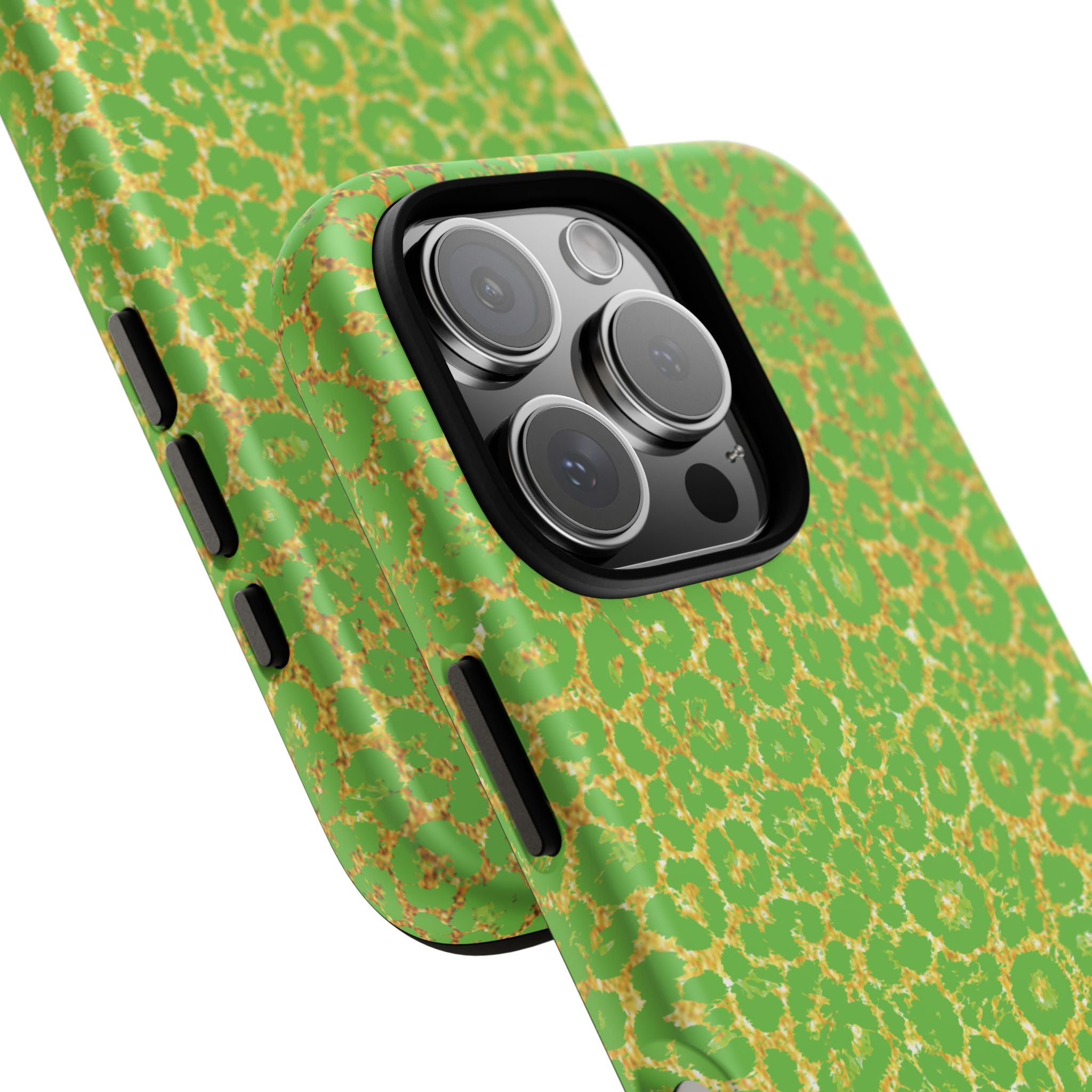 Neon Green Gold Leopard Tough Phone Case iPhone, Galaxy, or Google Pixel