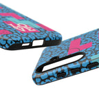 LOVE Blue Leopard 80s Vibe Tough Case for iPhone, Galaxy, or Google Pixel