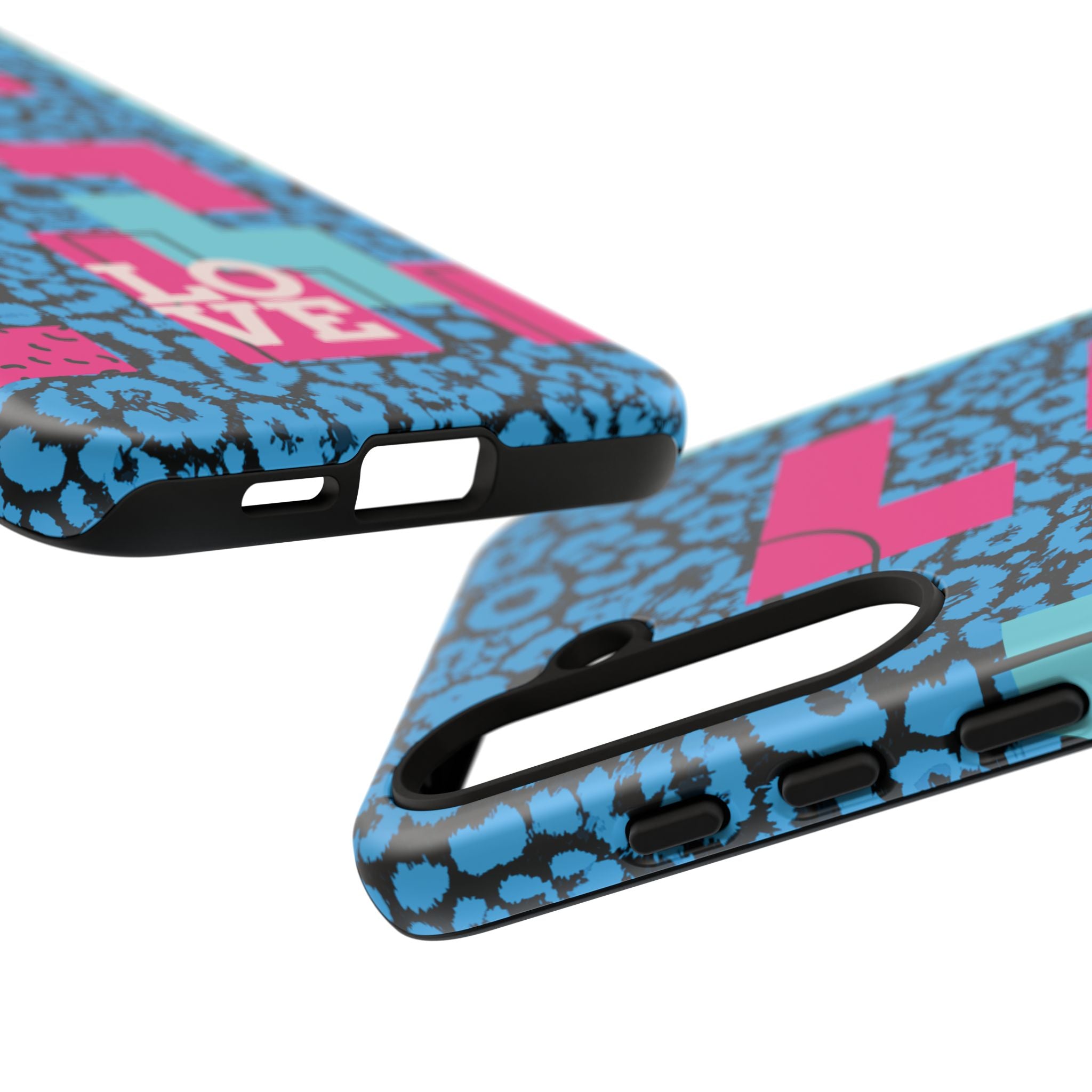 LOVE Blue Leopard 80s Vibe Tough Case for iPhone, Galaxy, or Google Pixel